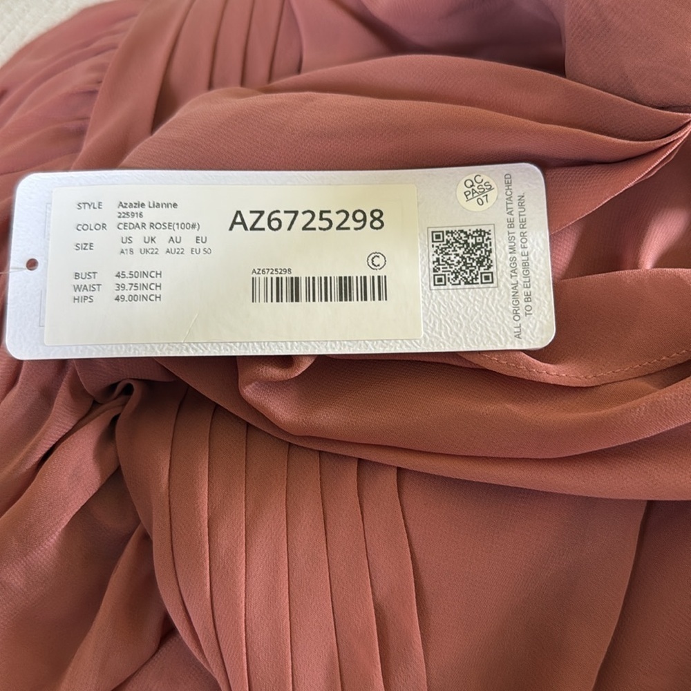NWT Azazie Lianne Elegant Rose Pink Off-Shoulder Women's Dress Size A18 - Picture 7 of 7